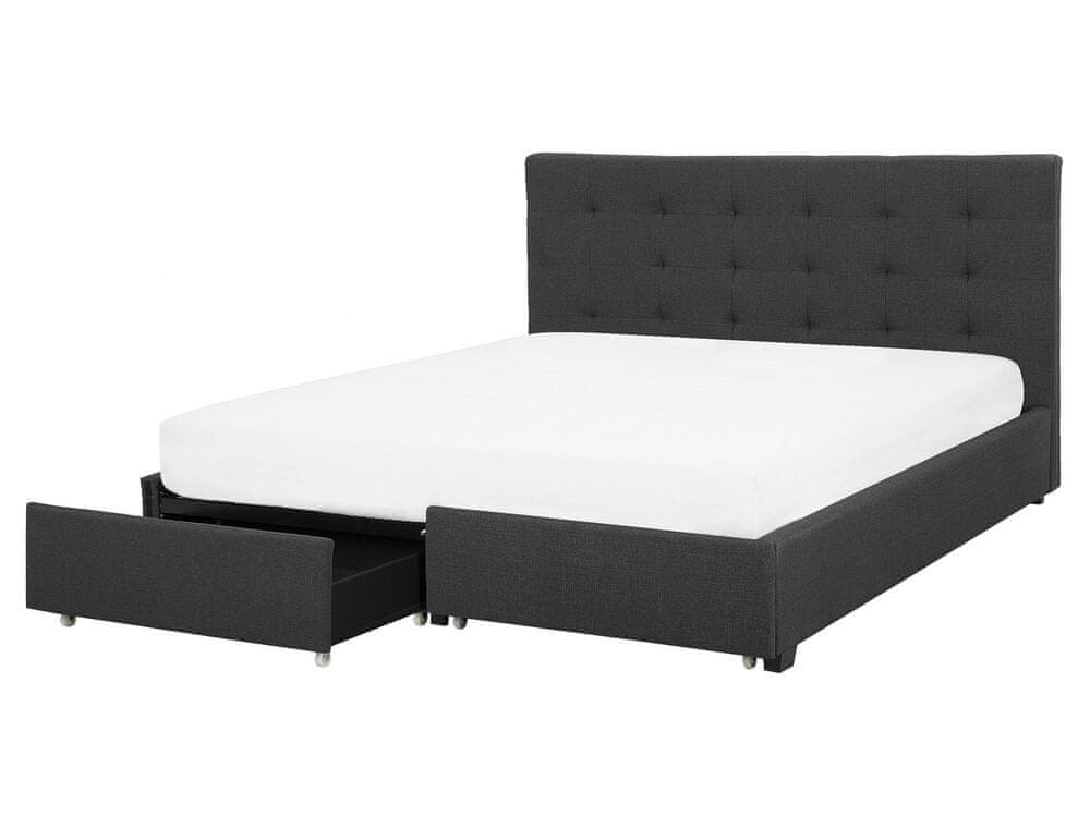 Beliani Čalúnená posteľ s úložným priestorom 160 x 200 cm tmavosivá LA ROCHELLE
